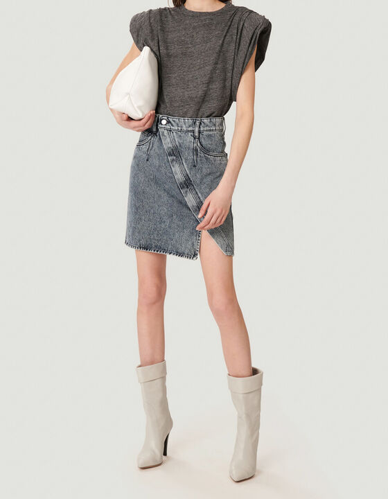 STRASSE ASYMMETRIC FRONT DENIM SKIRT